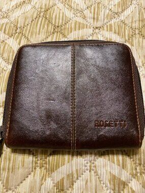 Rosetti Brown Faux  Leather Zip-Around Wallet